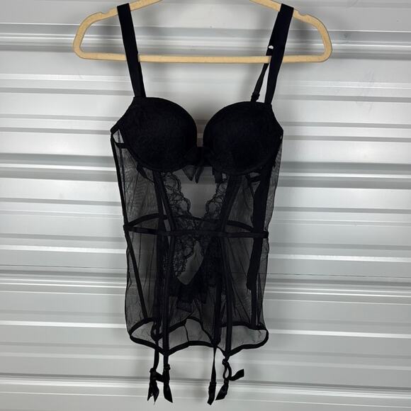 Victoria's Secret Black Bra with Sheer Panels and Boning - Picture 1 of 7